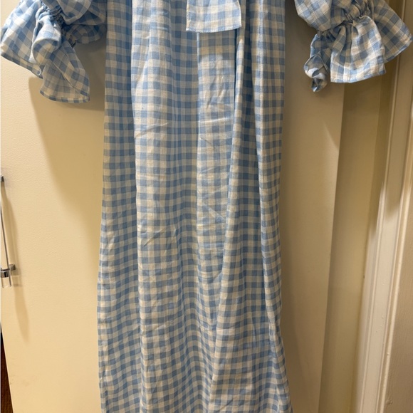 Blue gingham Sleeper Atlanta Linen Dress Size small - Picture 7 of 7